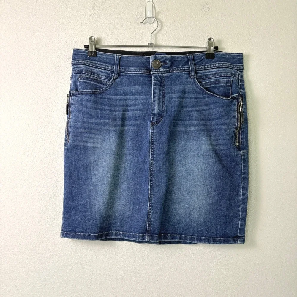 Democracy Denim Mini Skirt Women 12 Blue Ab Solution Zipper Pockets Cowgirl Y2K